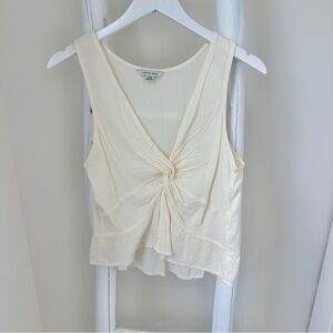 American Eagle Outfitters Cream Tie Front Sleeveless Tank Size Small